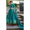 Shop Blue Plus Size Chanderi Lehenga Choli Zari Work - 215849