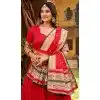 Red Chanderi Plus Size Lehenga Choli Zari Weaving Design - 216054
