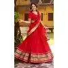 Red Chanderi Plus Size Lehenga Choli Zari Weaving Design - 216054