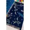 Shop Teal Blue Velvet Pakistani Suit Plus Size Women - 216080