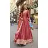 Buy Pink Jacquard Silk Embroidered Plus Size Gown - 216112