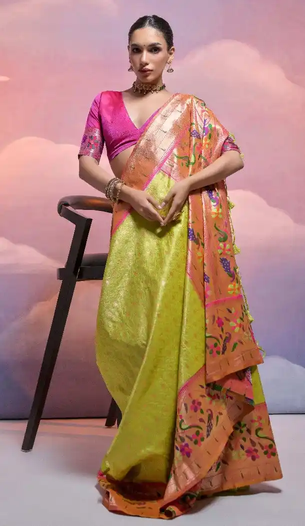 Mehendi Green Banarasi Silk Saree with Kanjivaram Work 216161