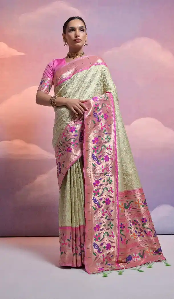 Kanjivaram Weaving Banarasi Silk Saree in Light Pista Green 216162