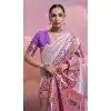 Shop Lavender Banarasi Silk Saree Kanjivaram Work - 216163