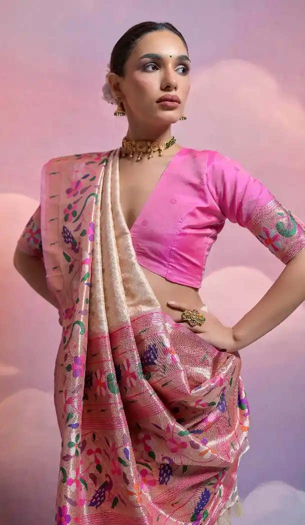 Off White Banarasi Silk Saree with Kanjivaram Work 216167