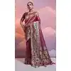 Buy Dark Purple Banarasi Silk Saree Kanjivaram Work - 216168