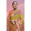 Shop Yellow Banarasi Silk Saree Kanjivaram Work - 216169
