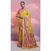 Shop Yellow Banarasi Silk Saree Kanjivaram Work - 216169
