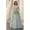 Shop Sky Blue Designer Lehenga Choli Plus Size - 216116