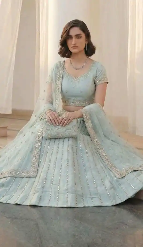 Sky Blue Thread Work Designer Lehenga Choli – 216116