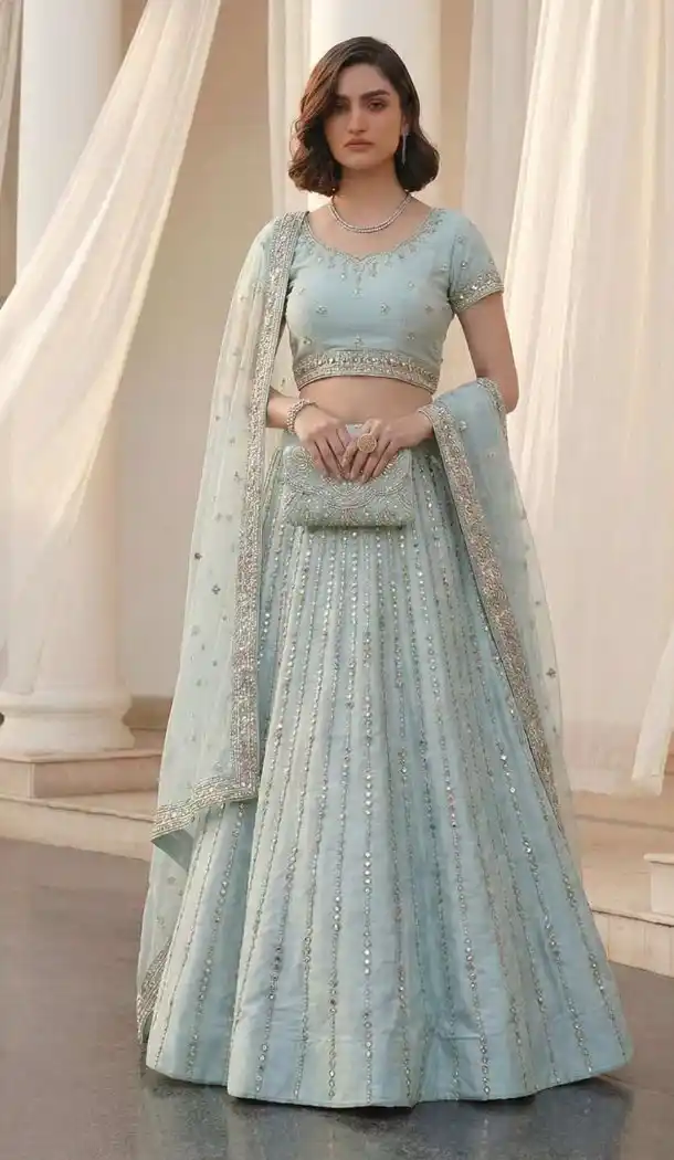Sky Blue Thread Work Designer Lehenga Choli – 216116