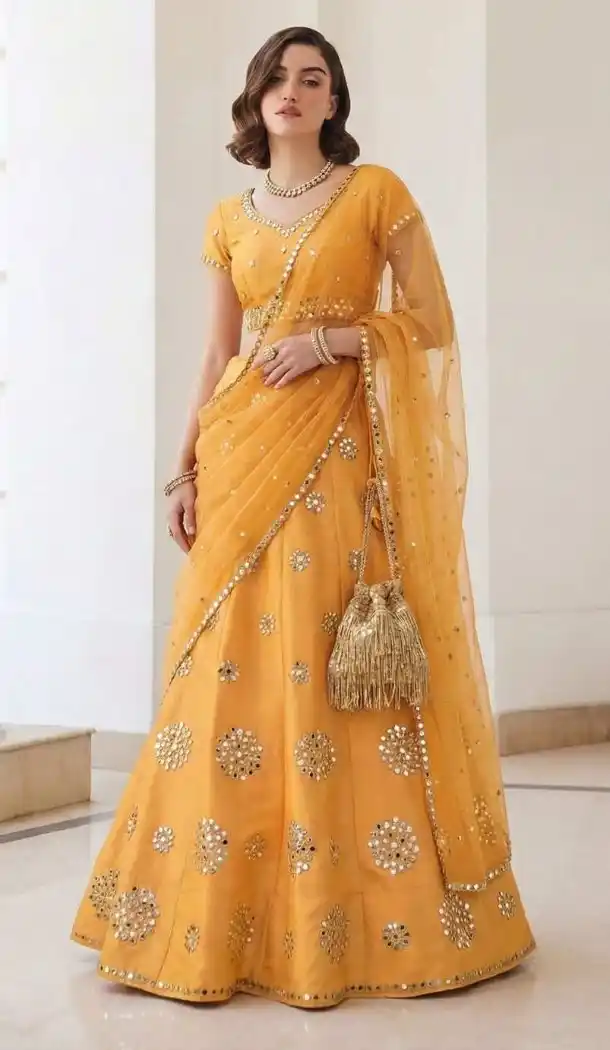 Mustard Heavy Silk Designer Lehenga Choli – 216118