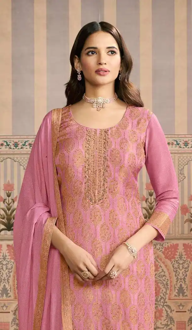 Pink Embroidered Viscose Pakistani Suit – 216224