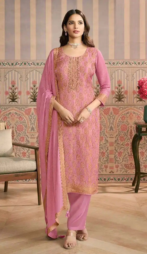 Pink Embroidered Viscose Pakistani Suit – 216224