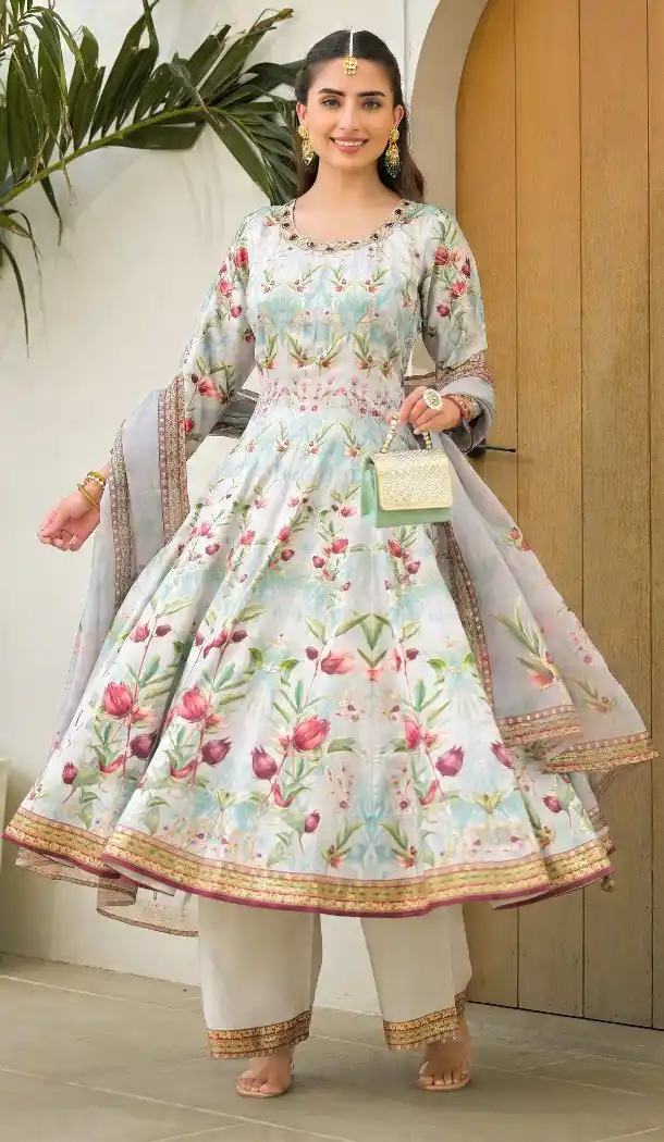 Sky Blue Digital Print Jam Silk Salwar Suit – 216440
