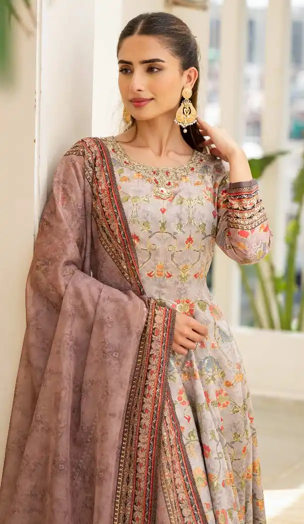 Grey Jam Silk Salwar Suit with Digital Print – 216441