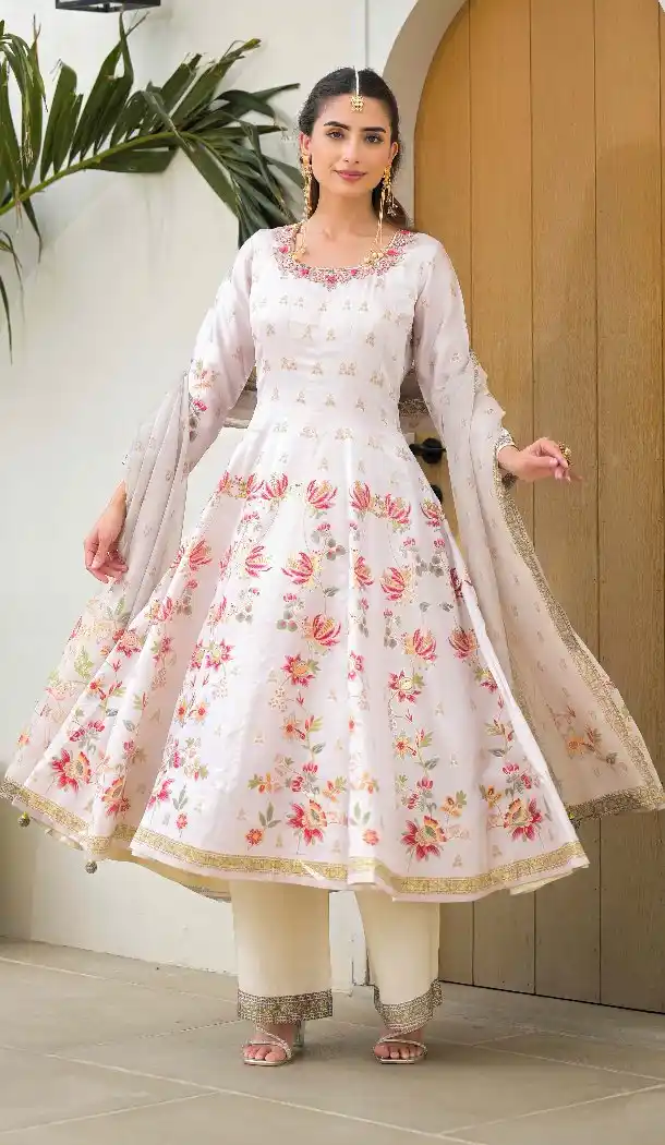 Off White Jam Silk Digital Print Salwar Suit – 216443