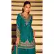 Chinon Silk Blue Palazzo Suit with Beads Embroidery – 216447