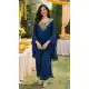 Viscose Chinon Blue Embroidered Palazzo Suit – 216525