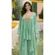 Sea Green Palazzo Suit in Viscose Chinon with Embroidery – 216528