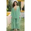 Shop Sea Green Palazzo Suit Viscose Chinon Plus Size - 216528