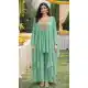 Sea Green Palazzo Suit in Viscose Chinon with Embroidery – 216528