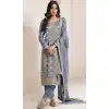 Shop Grey Jacquard Pakistani Suit in Plus Size - 216578