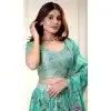 Buy Blue Organza Floral Lehenga Choli in Plus Size - 216672