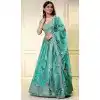 Buy Blue Organza Floral Lehenga Choli in Plus Size - 216672
