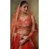 Buy Orange Georgette Embroidered Lehenga Choli in Plus Size - 216698