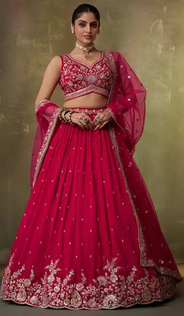 Designer Pink Georgette Lehenga Choli with Embroidery – 216699