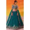 Buy Teal Blue Georgette Embroidered Lehenga Choli in Plus Size - 216700