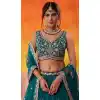 Buy Teal Blue Georgette Embroidered Lehenga Choli in Plus Size - 216700