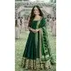 Buy Green Real Silk Anarkali Suit in Plus Size - 216995