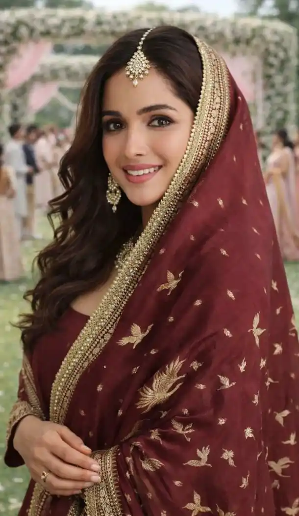 Maroon Embroidered Real Silk Anarkali Suit – 216996