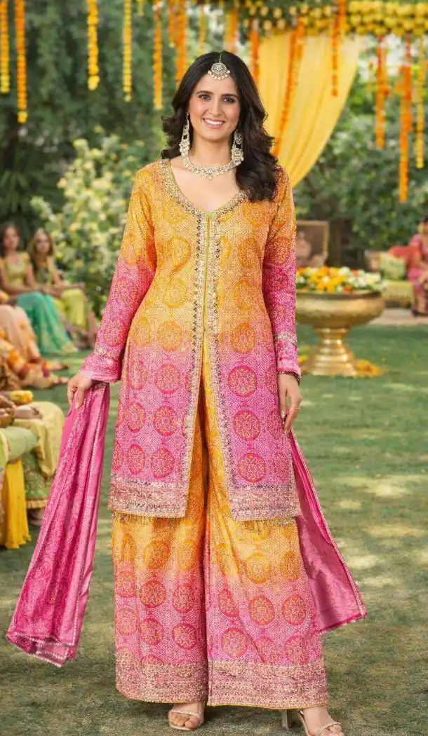 Heavy Embroidered Multi Chinon Silk Salwar Suit – 217060