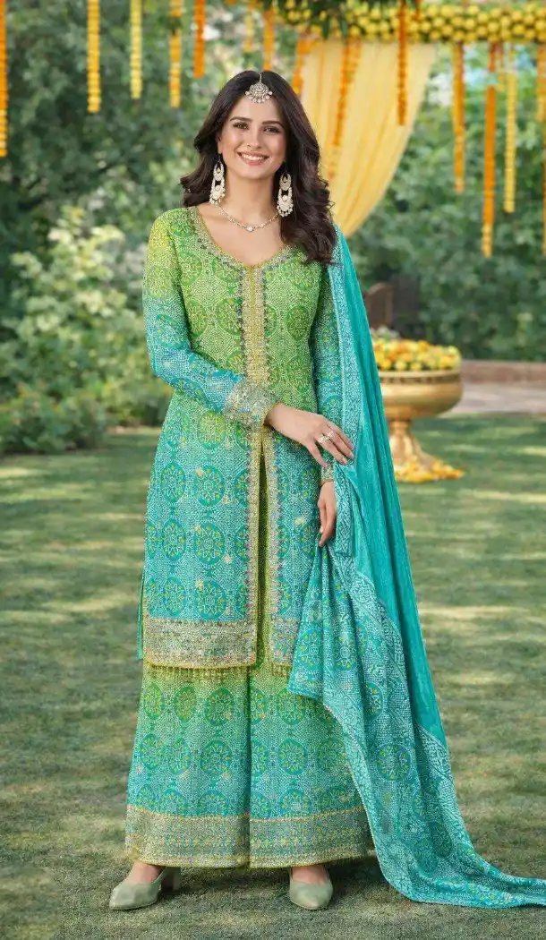 Multi Salwar Suit with Chinon Silk Embroidered Design – 217063