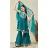 Buy Girls Blue Silk Blend Embroidered Salwar Suit - 216998
