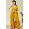 Buy Girls Yellow Embroidered Silk Blend Salwar Suit - 217000