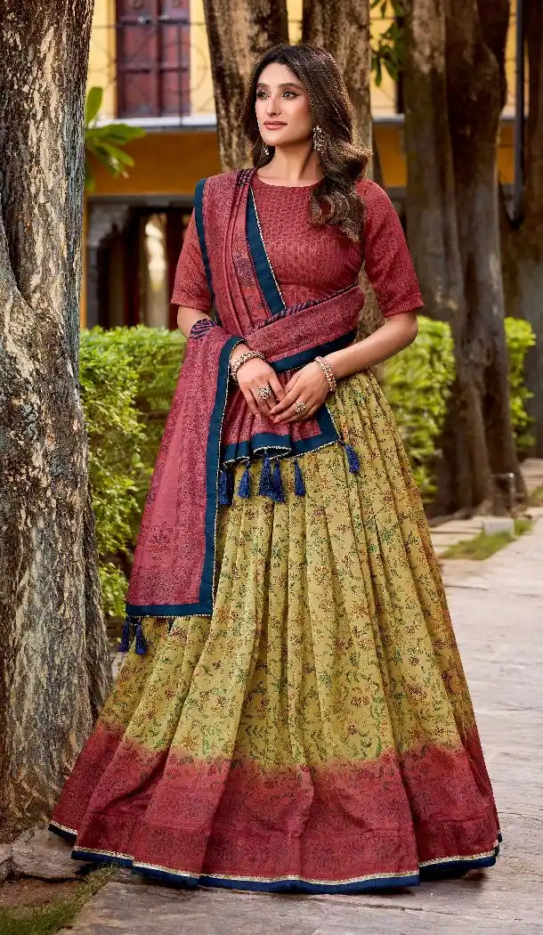 Multi Printed Vichitra Silk Lehenga Choli for Women - 217080
