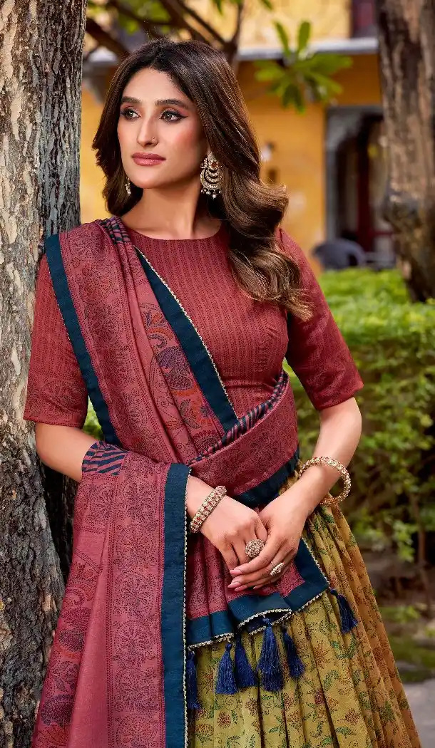 Multi Printed Vichitra Silk Lehenga Choli for Women - 217080