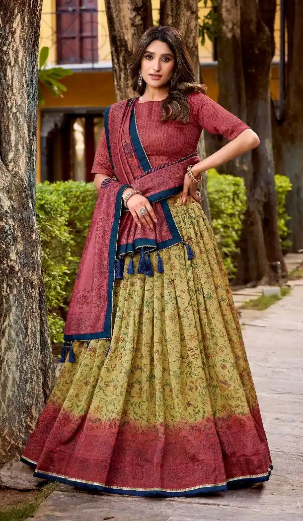 Multi Printed Vichitra Silk Lehenga Choli for Women - 217080