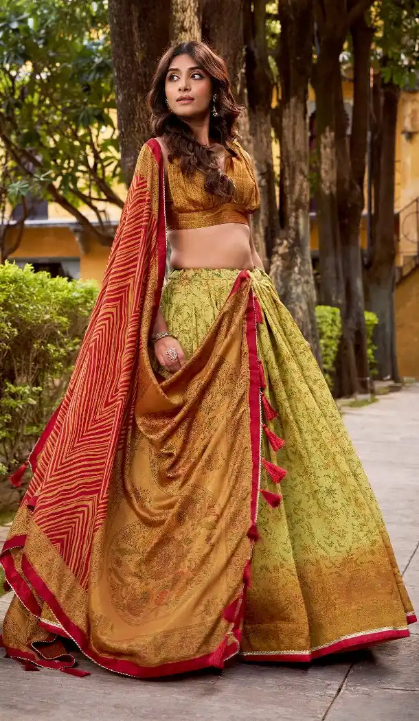 Women Traditional Multi Lehenga Choli in Vichitra Silk - 217081