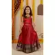 Girls Maroon Lichi Silk Lehenga Choli with Designer Work - 217282