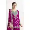 Buy Pink Chinon Plus Size Party Wear Salwar Suit - 217225