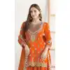 Buy Orange Chinon Plus Size Party Wear Salwar Suit - 217227