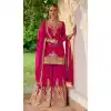 Buy Pink Plus Size Sharara Suit with Embroidery Work - 217339