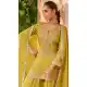 Yellow Real Chinon Sharara Suit with Embroidery Work - 217340