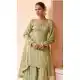 Pista Green Real Chinon Sharara Suit with Elegant Work - 217341