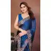 Buy Teal Blue Plus Size Saree with Designer Border - 217488